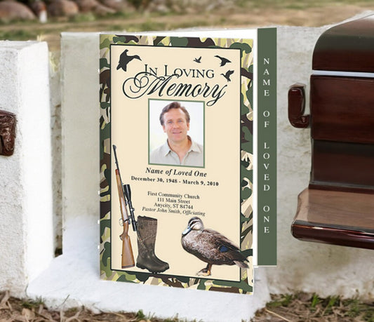 Camouflage 4-Sided Graduated Funeral Program Template