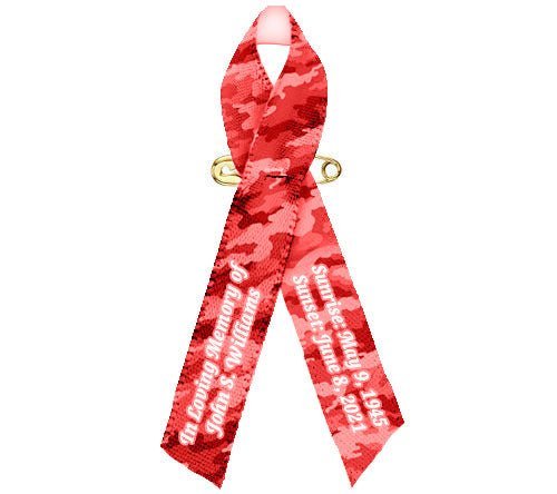 Camouflage Ribbon Personalized - Pack of 10 - The Funeral Program Site