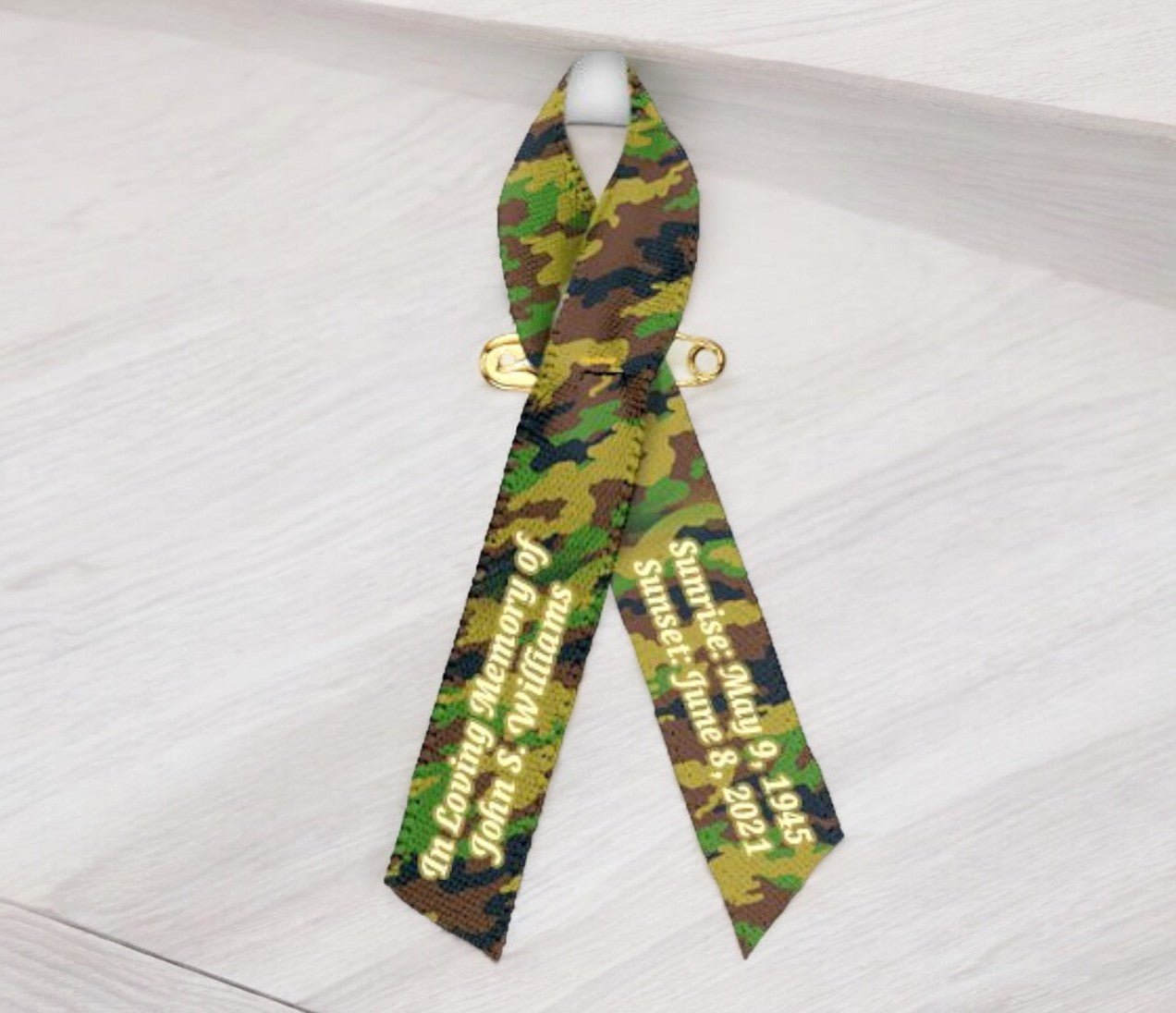 Camouflage Ribbon Personalized - Pack of 10 - The Funeral Program Site