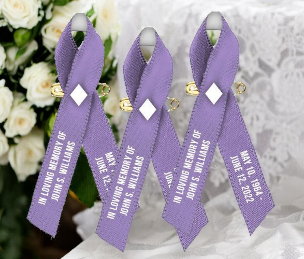 Esophageal Cancer Ribbon Personalized (Periwinkle) - Pack of 10 - The Funeral Program Site