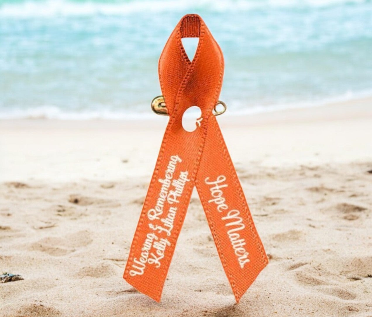 Kidney Cancer Ribbon Personalized (Orange Color Ribbon) - Pack of 10