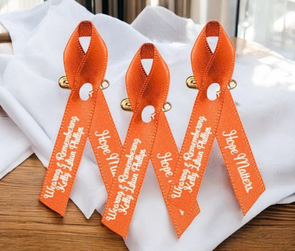 Kidney Cancer Ribbon Personalized (Orange Color Ribbon) - Pack of 10