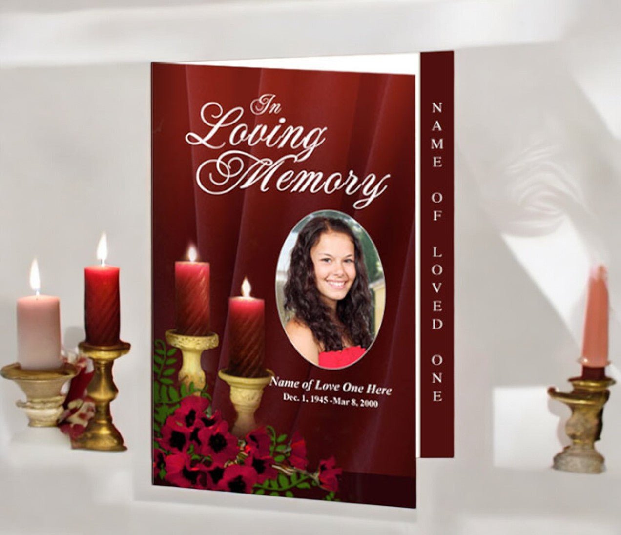 Candlelight 4 - Sided Graduated Funeral Program Template - The Funeral Program Site