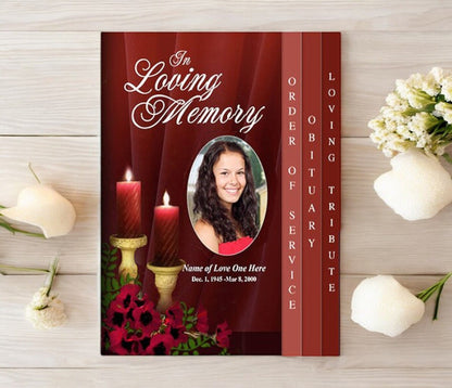 Candlelight 8 - Sided Graduated Funeral Program Template - The Funeral Program Site