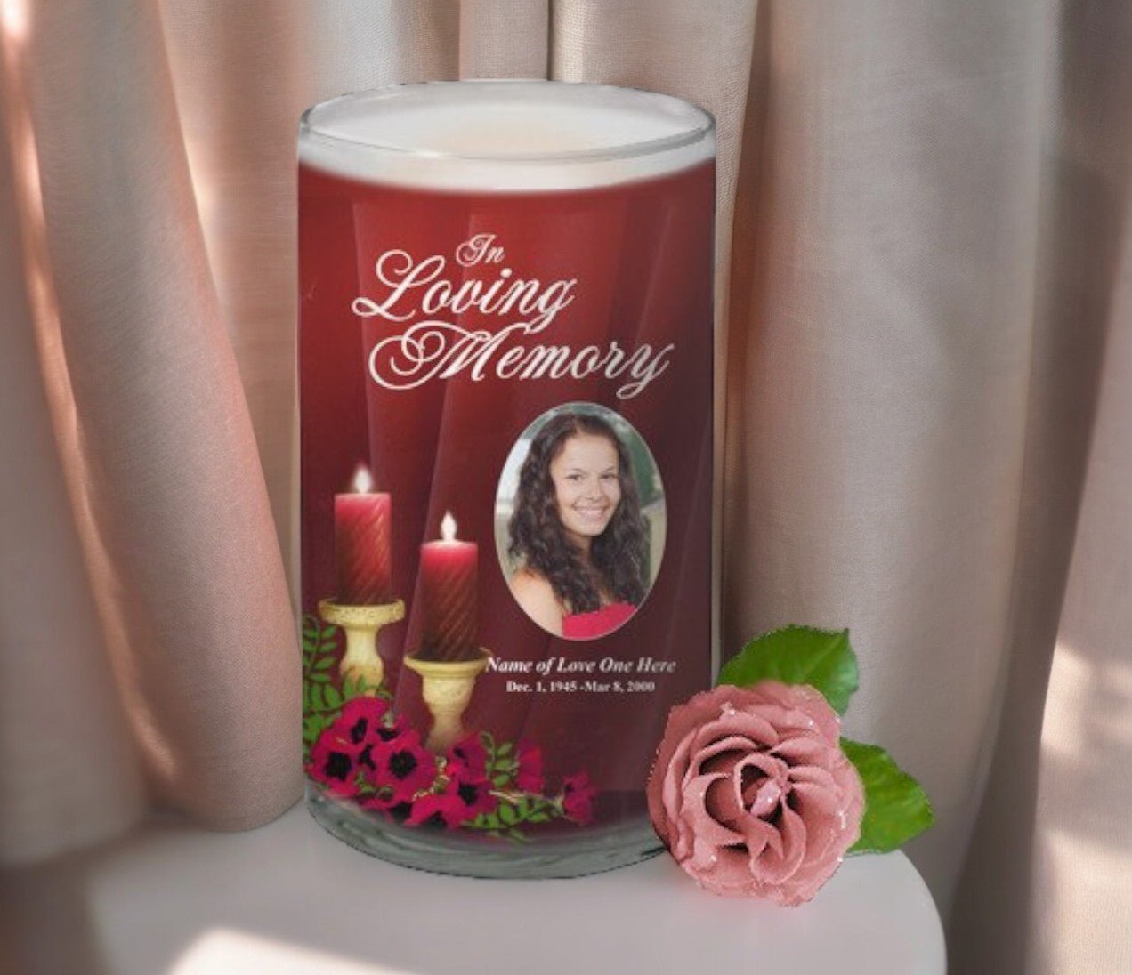 Candlelight Personalized Glass Memorial Candle - The Funeral Program Site