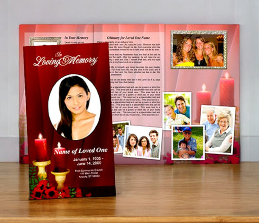 Candlelight Trifold Funeral Brochure Template