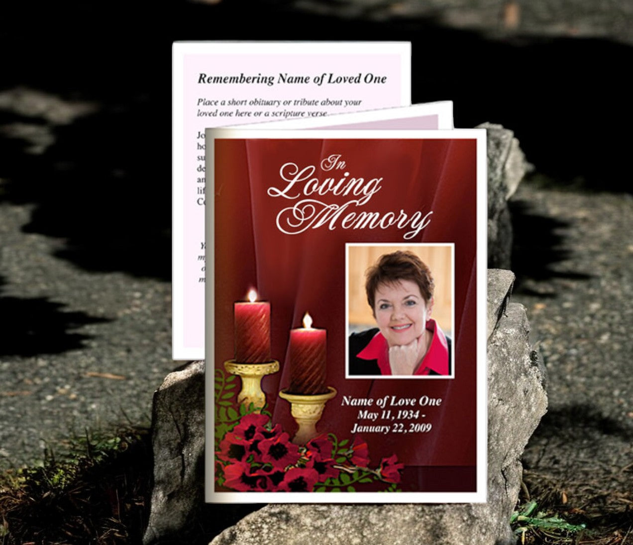 Candlelight Small Memorial Card Template