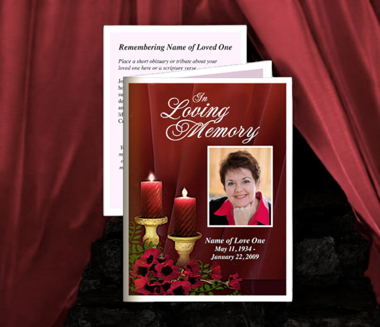 Candlelight Small Memorial Card Template