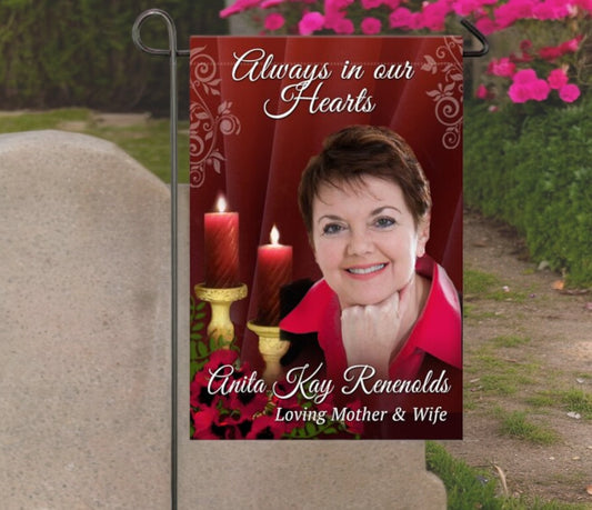 Candlelight Personalized Memorial Garden Flag