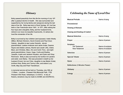 Capernum Funeral Program Template - The Funeral Program Site