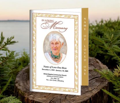 Caramel 4-Sided Graduated Funeral Program Template