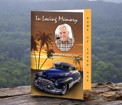 Classic Car 4-Sided Graduated Funeral Program Template