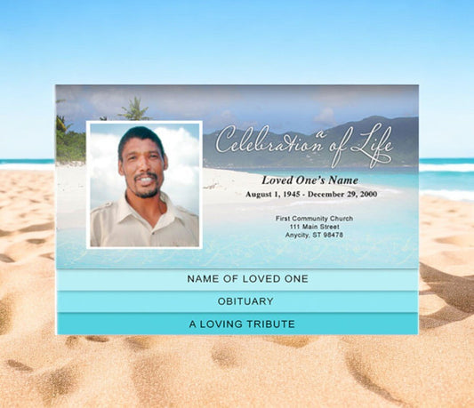 Caribbean 8 - Sided Graduated Bottom Fold Template - The Funeral Program Site