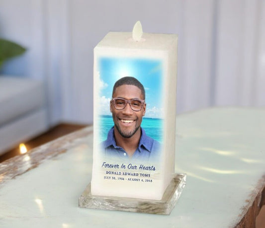 Beach Square Dancing Wick LED Memorial Candle