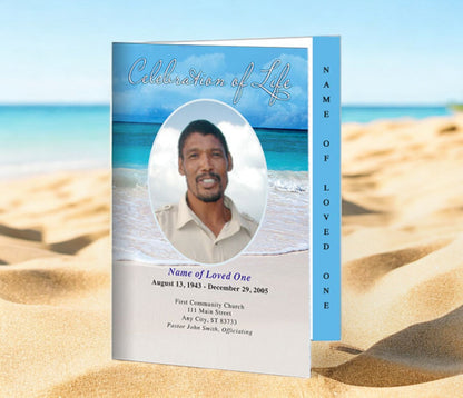 Caribbean 4-Sided Graduated Funeral Program Template