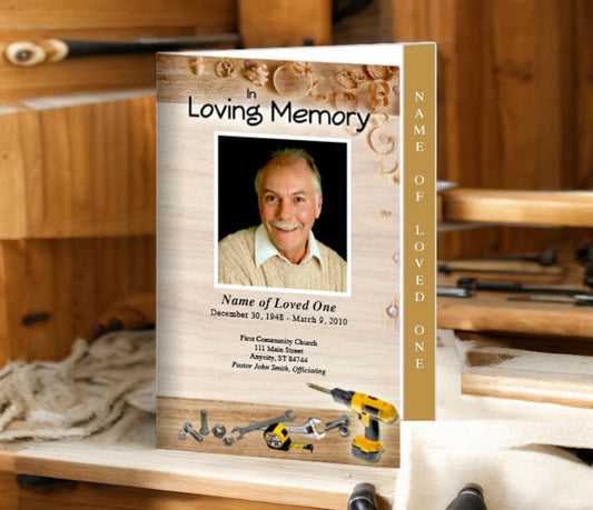 Carpenter 4-Sided Graduated Funeral Program Template