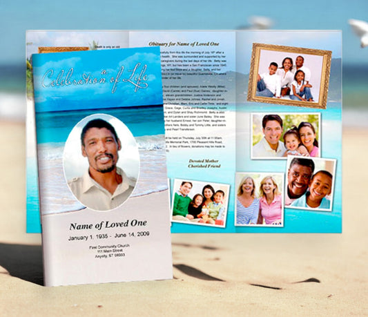 Caribbean Trifold Funeral Brochure Template