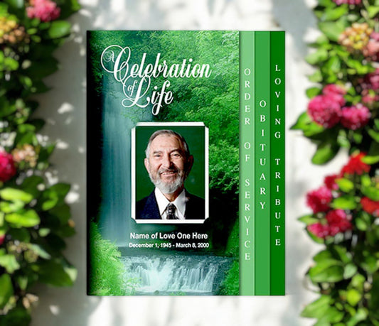 Cascade 8 - Sided Graduated Funeral Program Template - The Funeral Program Site