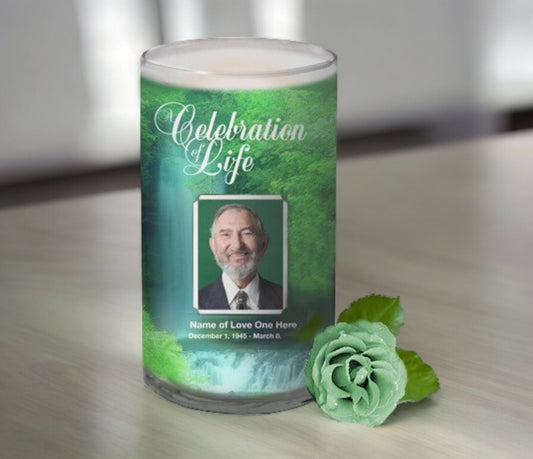 Cascade Personalized Glass Memorial Candle