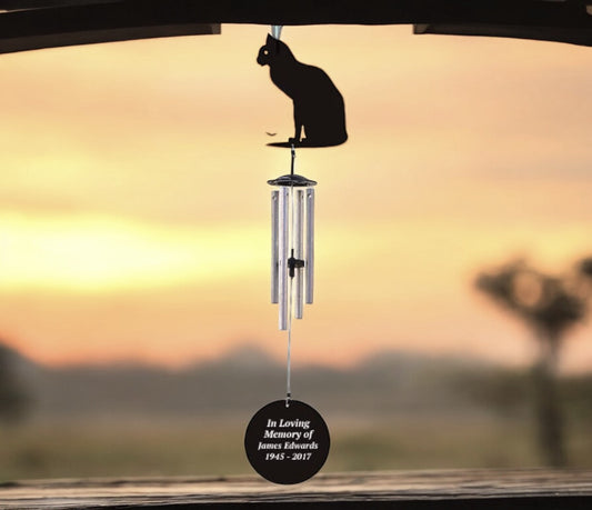 Personalized Cat Silhouette In Loving Memory Memorial Wind Chime