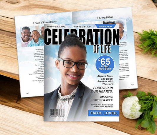 Celebration of Life Magazine Style Funeral Booklet Template - The Funeral Program Site