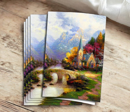 Thomas Kinkade Mountain Chapel Funeral Paper (Pack of 25)