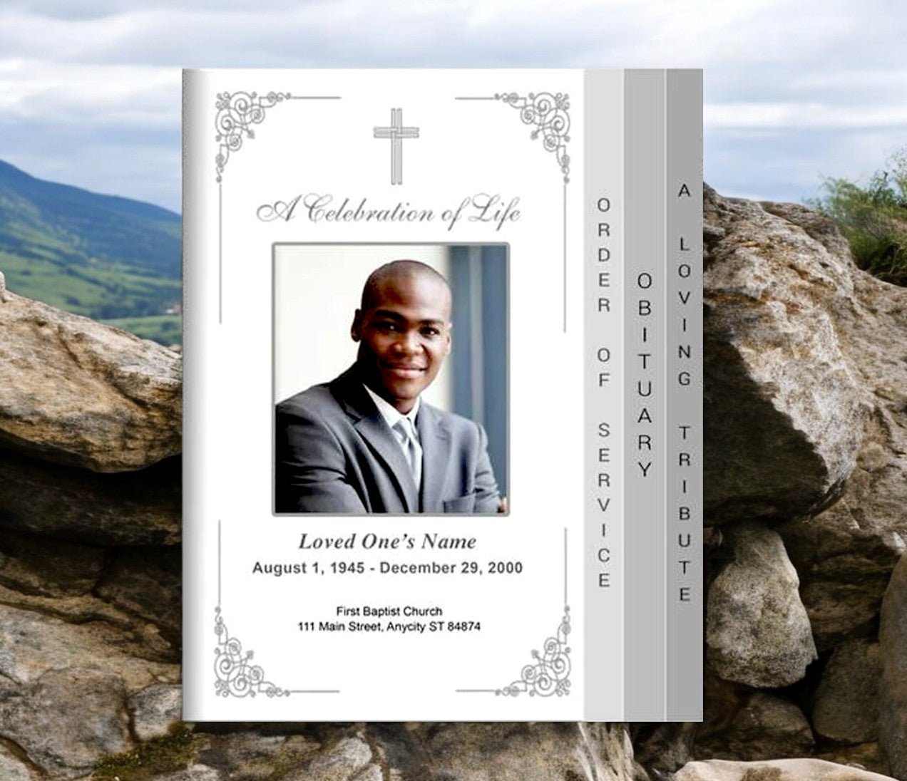 Charming 8 - Sided Graduated Program Template - The Funeral Program Site