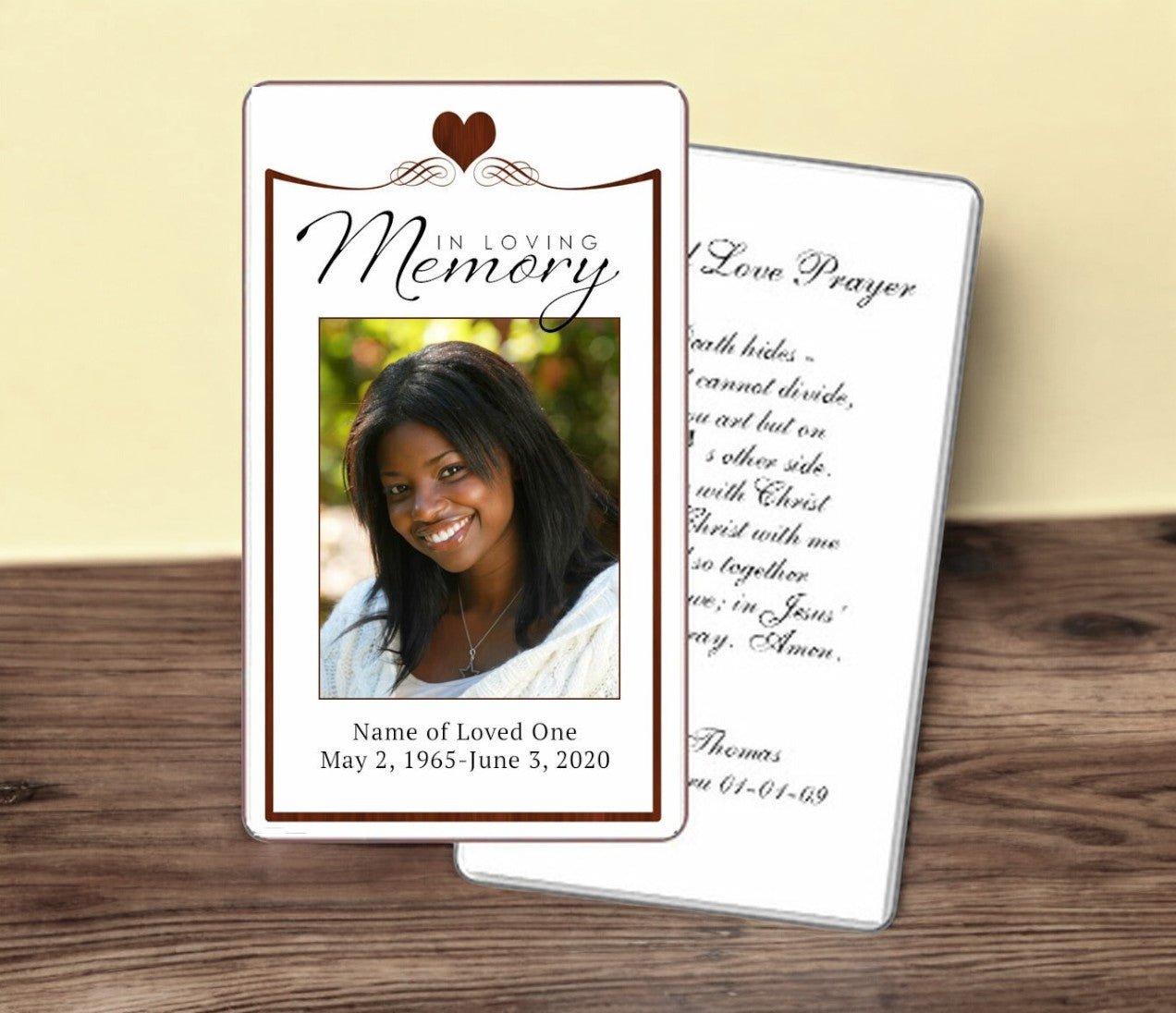 Cherish Red Prayer Card Template - The Funeral Program Site