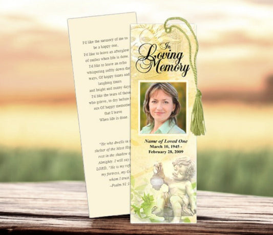 Cherub Memorial Bookmark Template - The Funeral Program Site