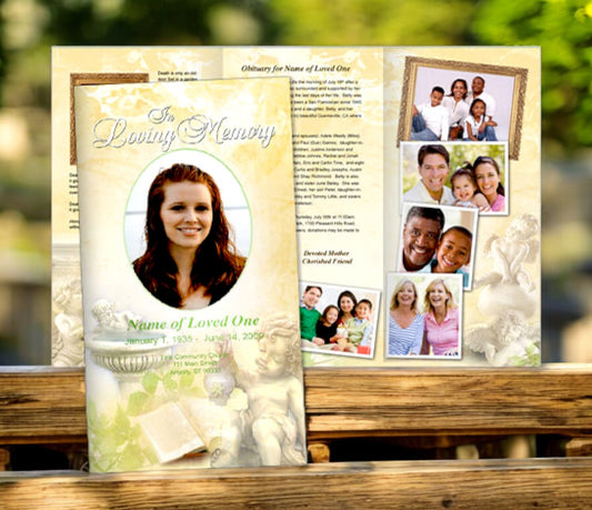 Cherub Trifold Funeral Brochure Template