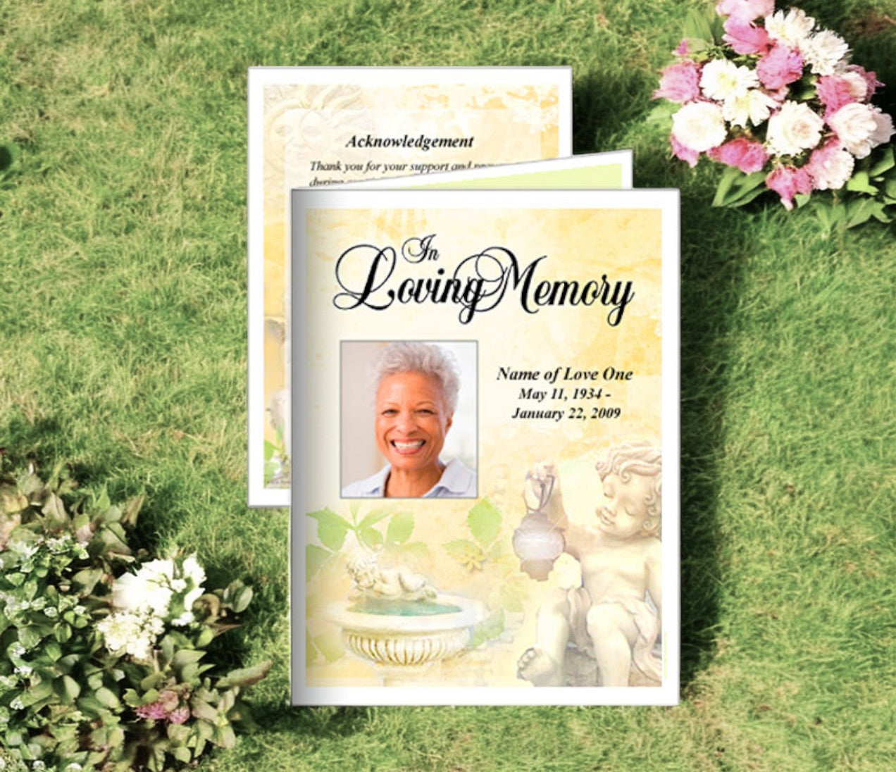 Cherub Small Memorial Card Template