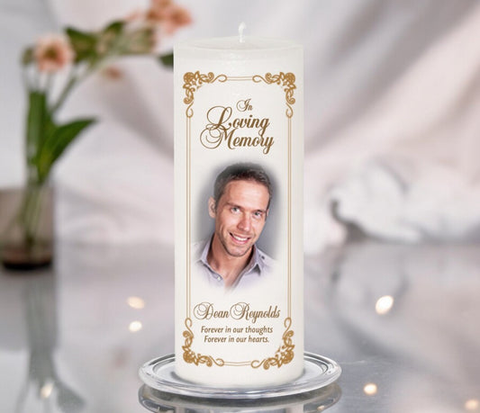 Chestnut Personalized Wax Pillar Memorial Candle