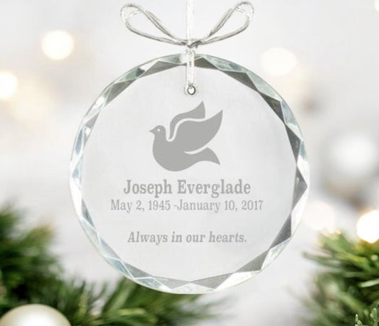 Circular Bevel Edge Crystal Christmas Ornament - The Funeral Program Site