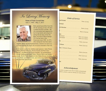 Classic Car Funeral Flyer Template - The Funeral Program Site