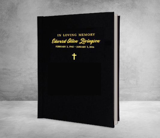 Classic Foil Look Portrait Funeral Guest Book - The Funeral Program Site