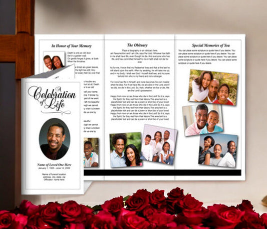 Classic TriFold Funeral Brochure Template - The Funeral Program Site