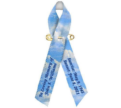 Clouds Awareness Ribbon Personalized Pack of 10 - The Funeral Program Site