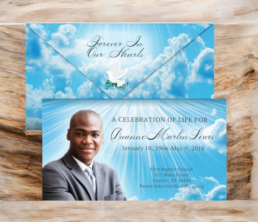 Cloudscape Envelope Program Done For You Design & Print (Pack of 50) - The Funeral Program Site