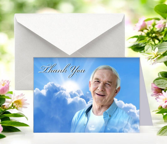 Rising Sun Funeral Thank You Card Design & Print (Pack of 50)