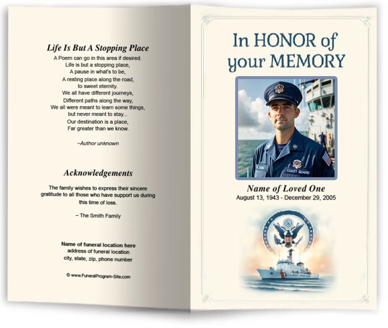 Coast Guard Funeral Program Template - The Funeral Program Site