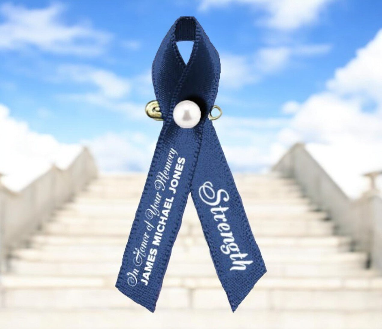 Colon Cancer Ribbon (Dark Blue) Pack of 10 - The Funeral Program Site