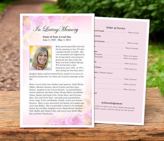 Coral Funeral Flyer Template - The Funeral Program Site