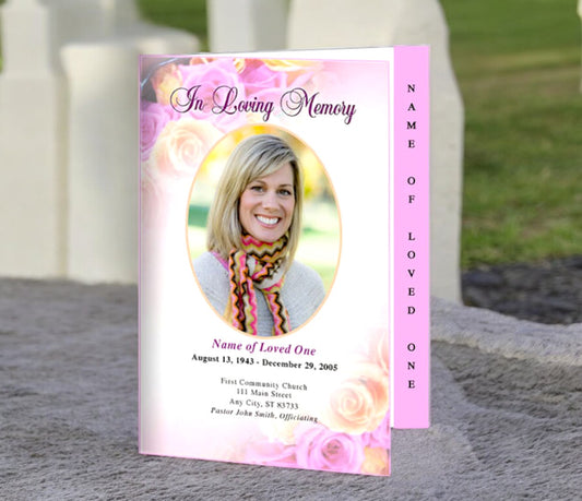 Coral 4-Sided Graduated Funeral Program Template