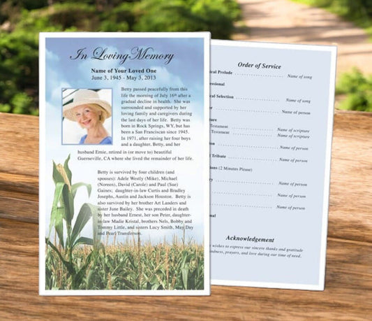 Cornfield Funeral Flyer Template - The Funeral Program Site