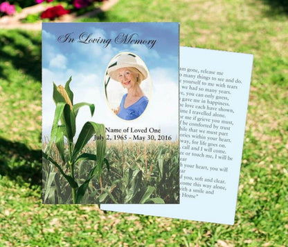 Cornfield Small Memorial Card Template - The Funeral Program Site