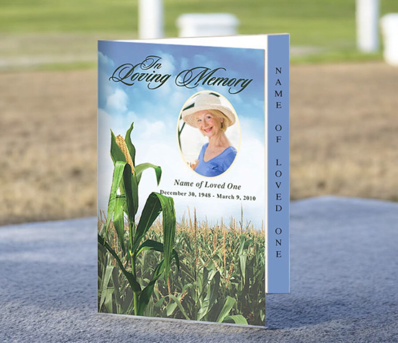 Cornfield 4-Sided Graduated Funeral Program Template