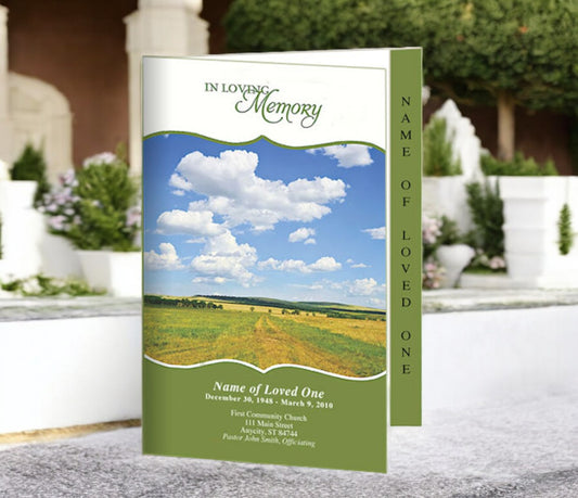 Country 4-Sided Graduated Funeral Program Template