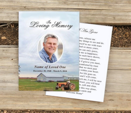 Farm Small Memorial Card Template