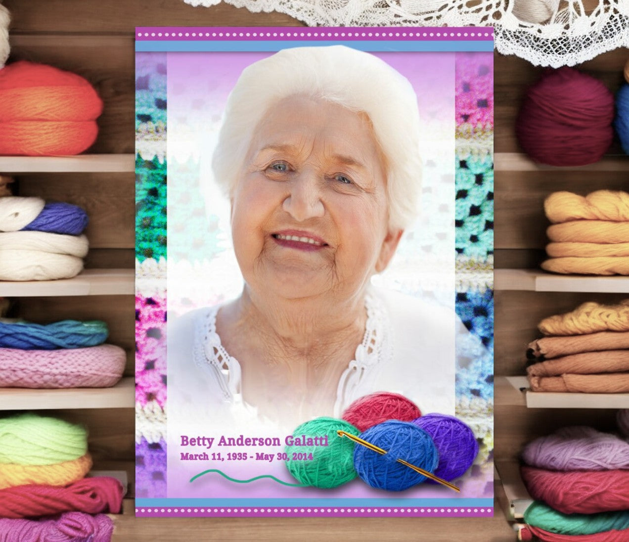 Crochet Funeral Poster Memorial Portrait