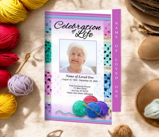 Crochet 4-Sided Graduated Funeral Program Template